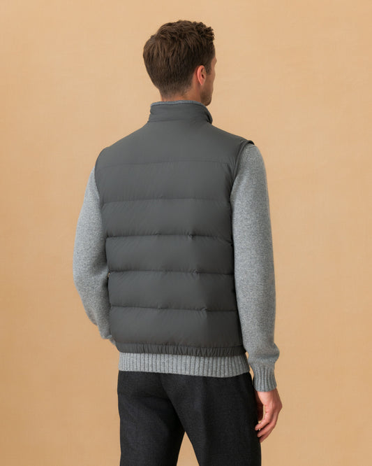 Japanese Nylon Gilet Graphite Model Back Image