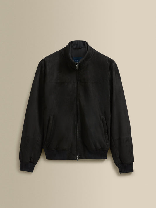 Suede Bomber Jacket Black Product Image