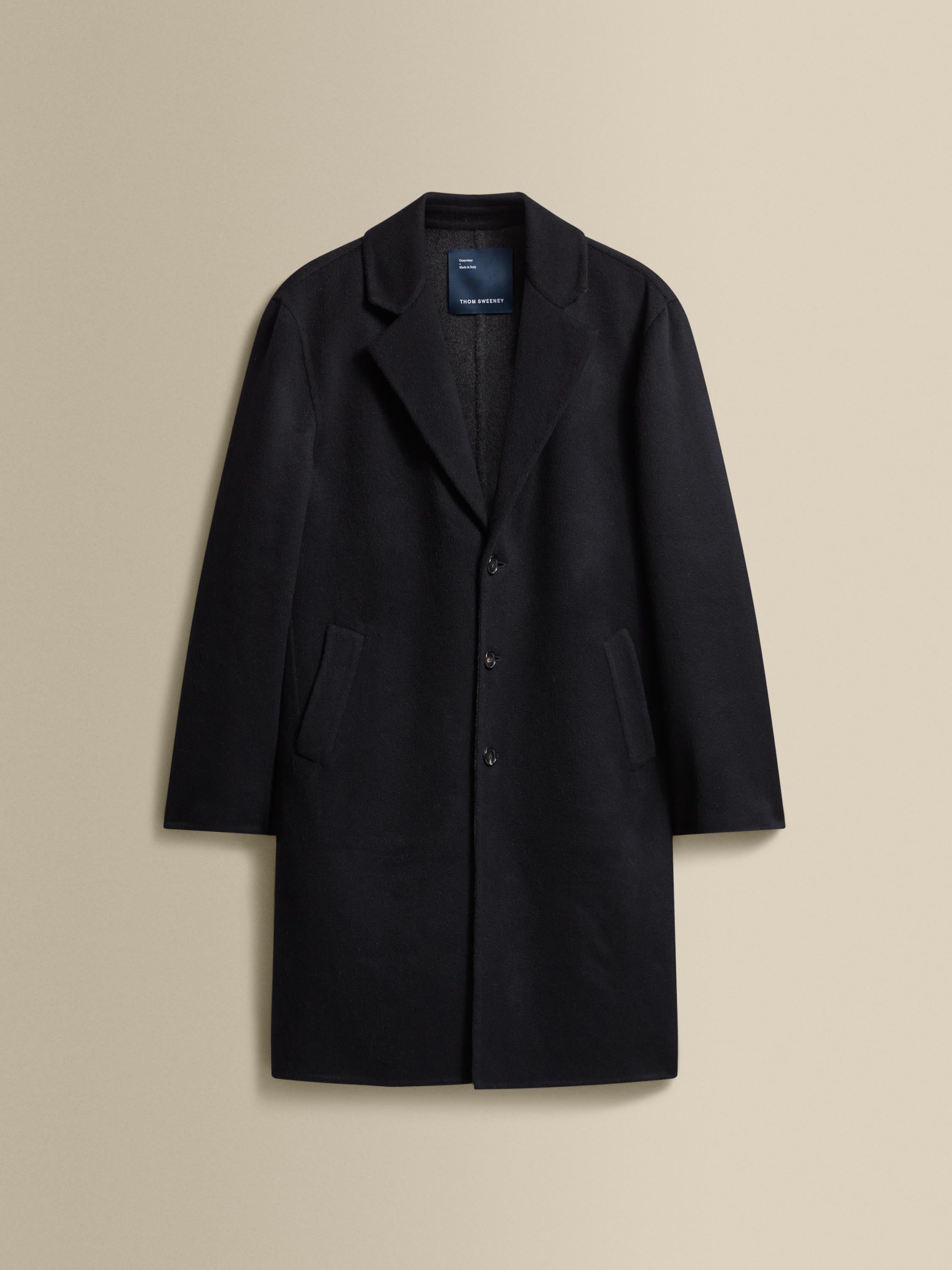 Double Faced Cashmere Single Breasted Overcoat Navy Product Image