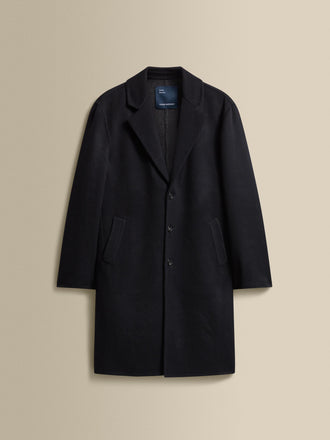 Double Faced Cashmere Single Breasted Overcoat Navy Product Image