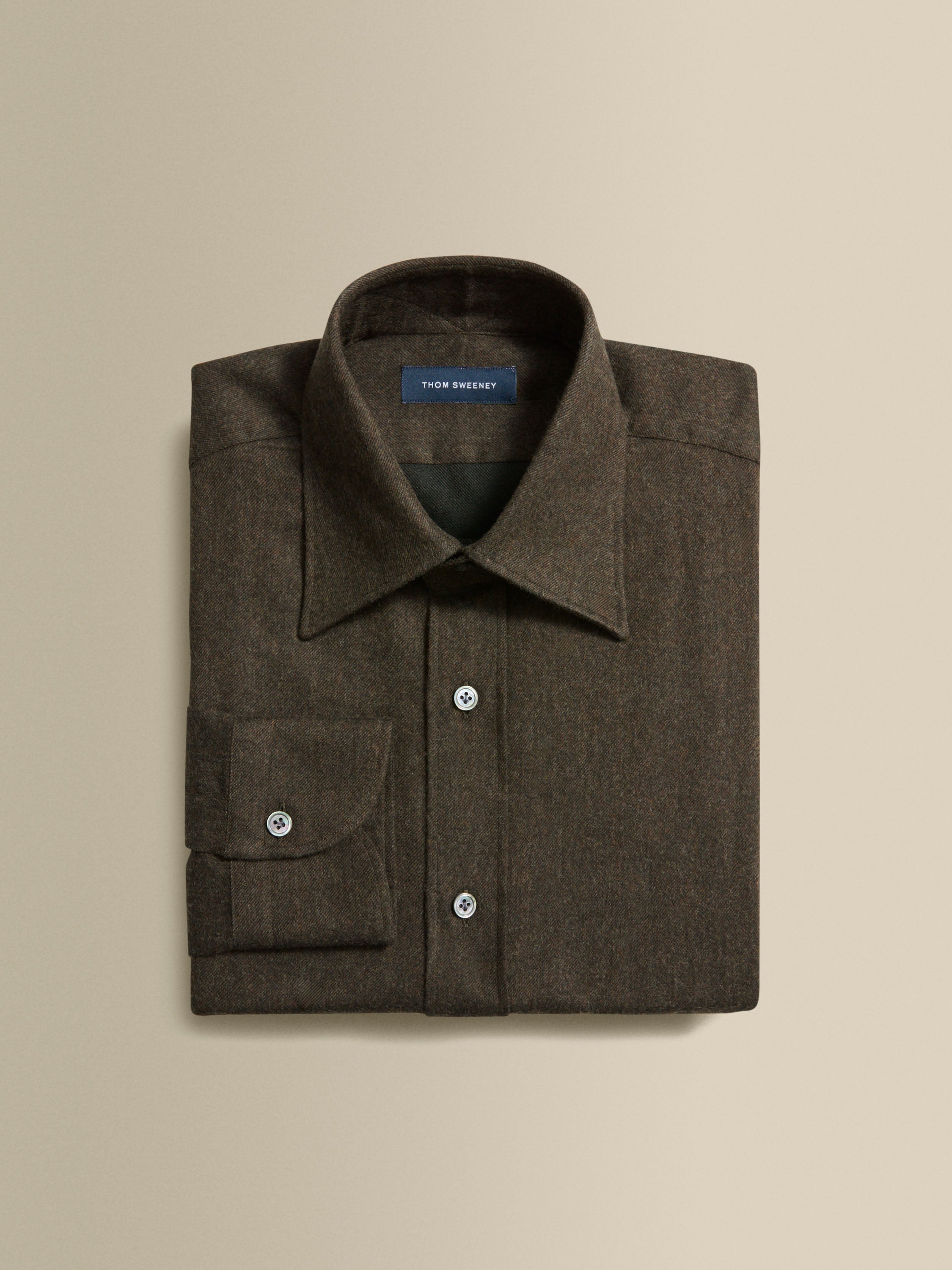 Flannel Point Collar Shirt Dark Brown Product Image