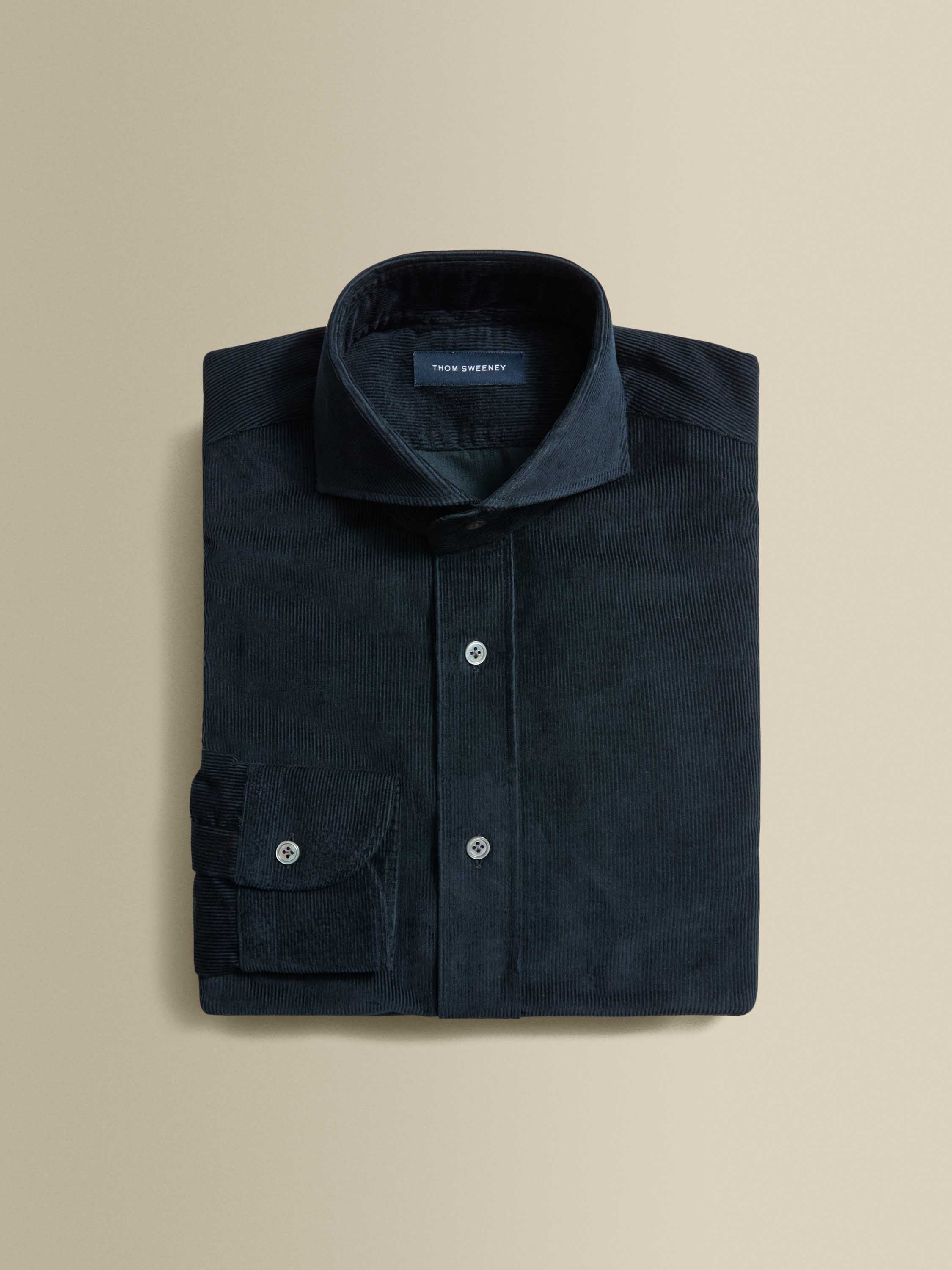 Corduroy Cutaway Collar Shirt Navy Product Image