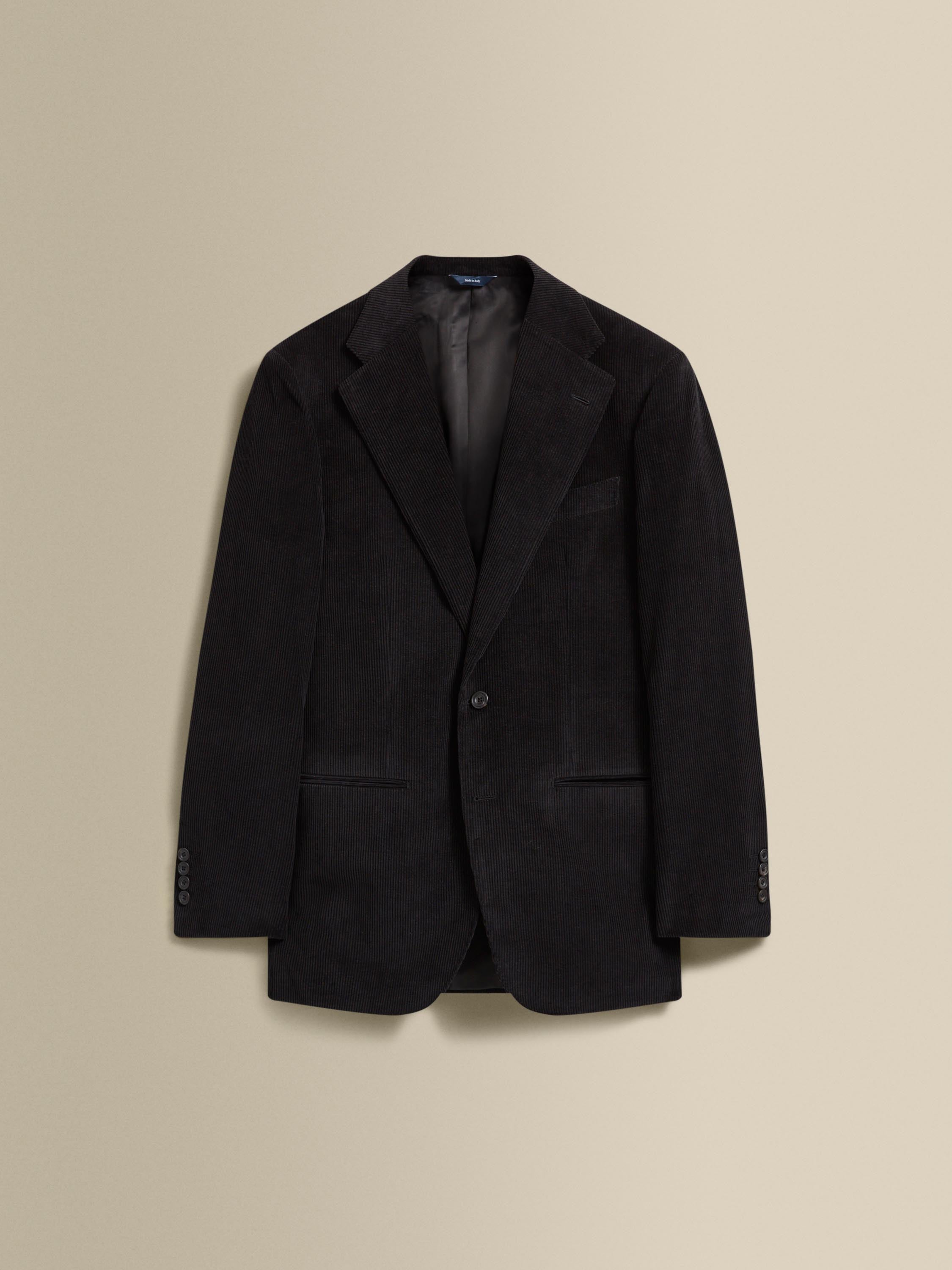 Corduroy Single Breasted Suit Black Jacket Product Image