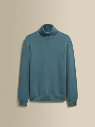 Cashmere Roll Neck Sweater Powder Blue Product Image