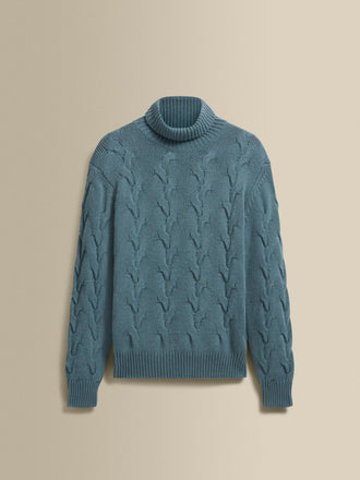 Cashmere Chunky Roll Neck Sweater Powder Blue Product Image