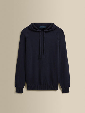 Cashmere Pullover Hoodie Navy Product Image