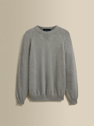 Cashmere Raglan Crew Neck Sweater Grey Product Image