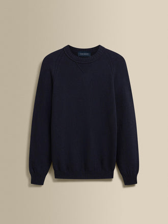 Cashmere Raglan Crew Neck Sweater Navy Product Image