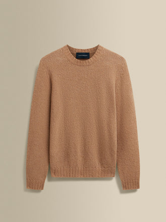 Felted Wool Cashmere Crew Neck Sweater Camel Product Image