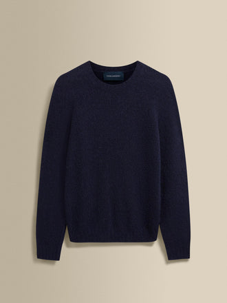 Felted Wool Cashmere Crew Neck Sweater Navy Product Image