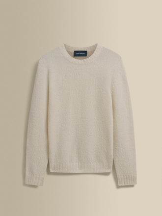 Felted Wool Cashmere Crew Neck Sweater White Product Image