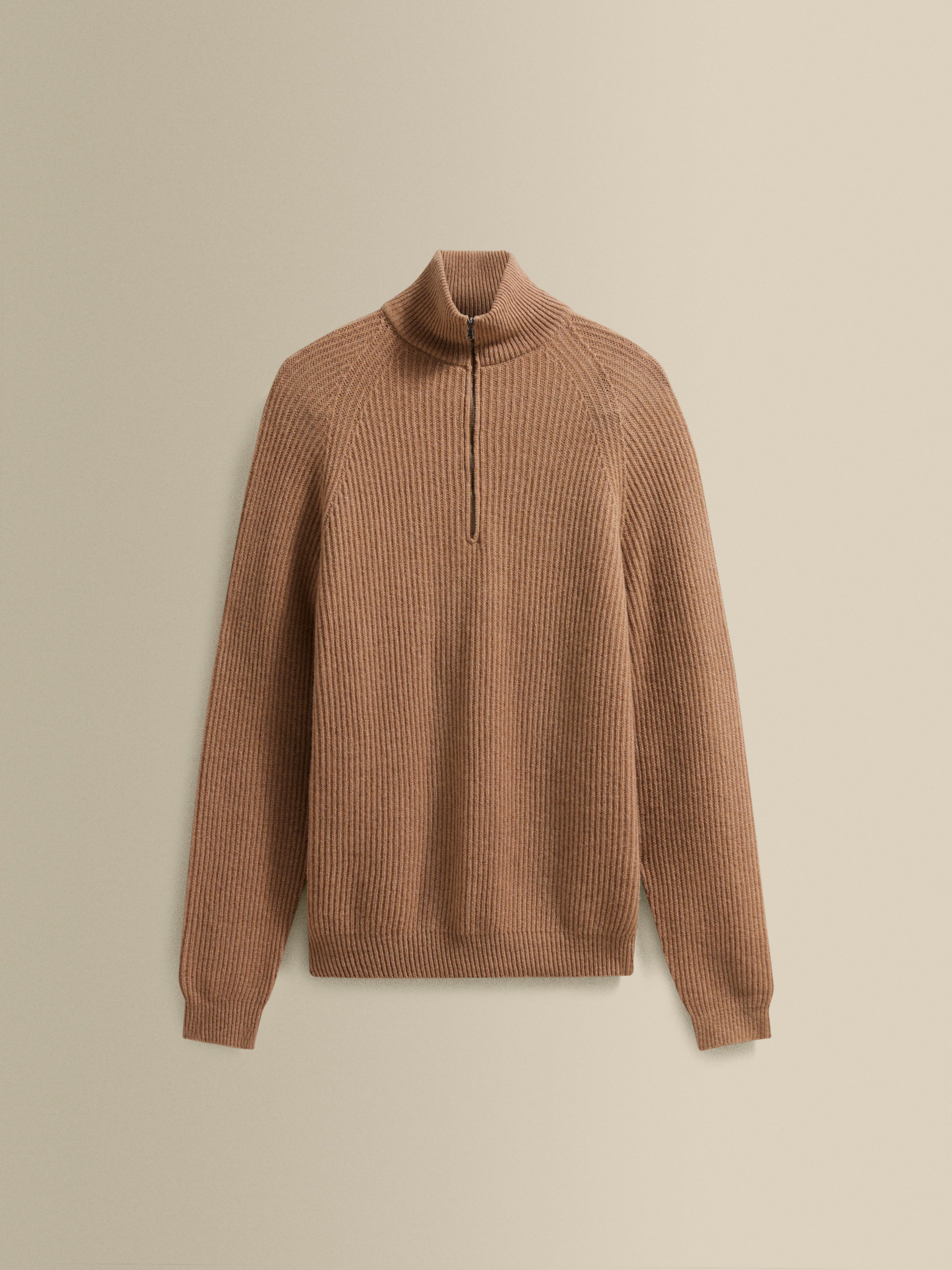 Cashmere Half-Zip Sweater Camel Product Image