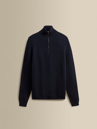 Cashmere Half-Zip Sweater Navy Product Image