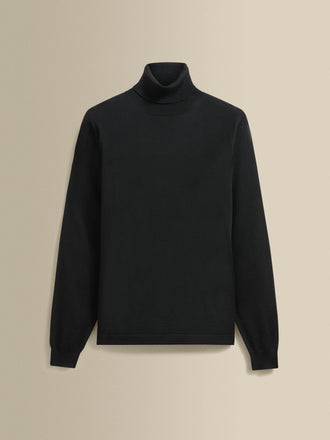 Merino Wool Extrafine Roll Neck Sweater Black Product Image