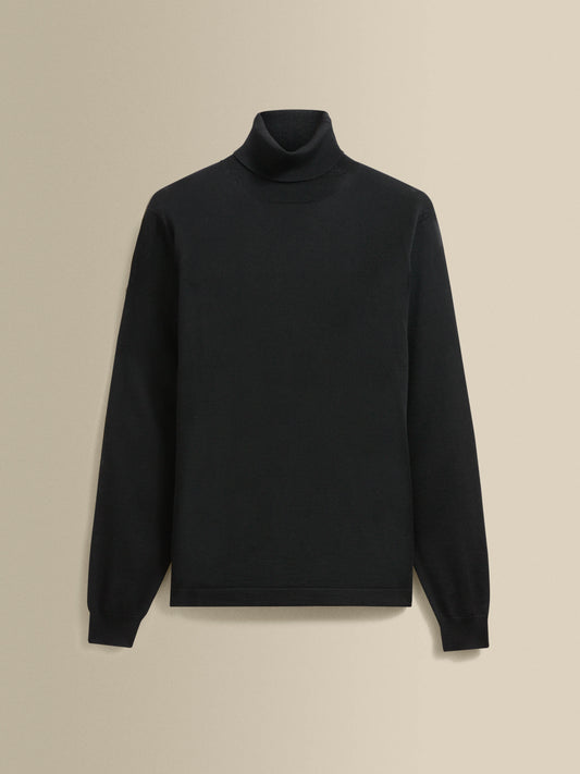 Merino Wool Extrafine Roll Neck Sweater Black Product Image