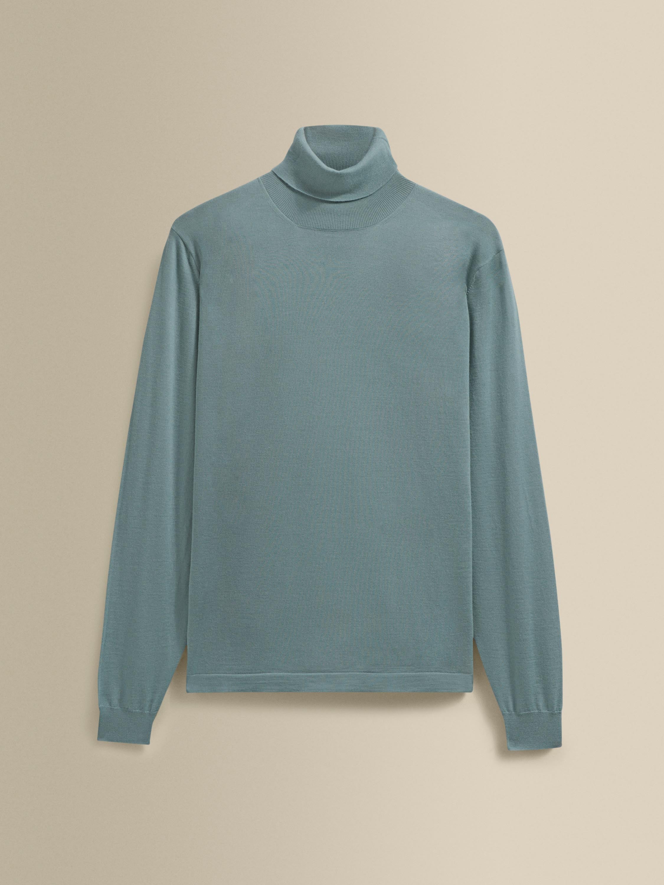 Merino Wool Extrafine Roll Neck Sweater Light Blue Product Image