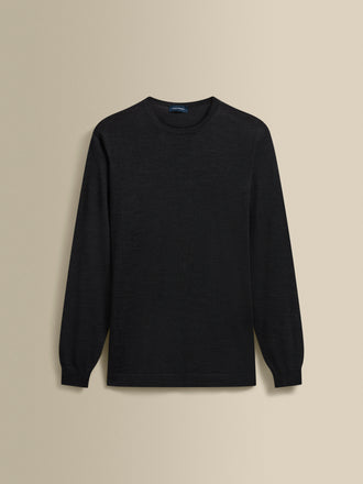 Merino Wool Extrafine Crew Neck Sweater Charcoal Product Image