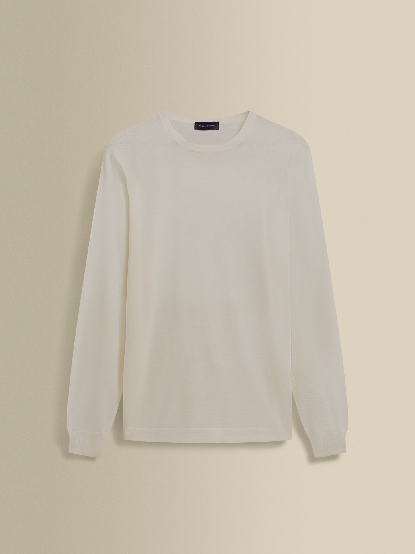 Merino Wool Extrafine Crew Neck Sweater Off White Product Image