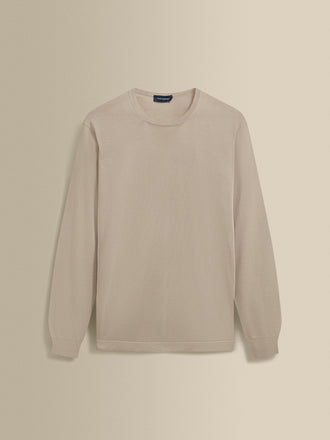 Merino Wool Extrafine Crew Neck Sweater Taupe Product Image