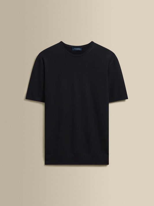 Knitted Merino Wool T-Shirt Navy Product Image