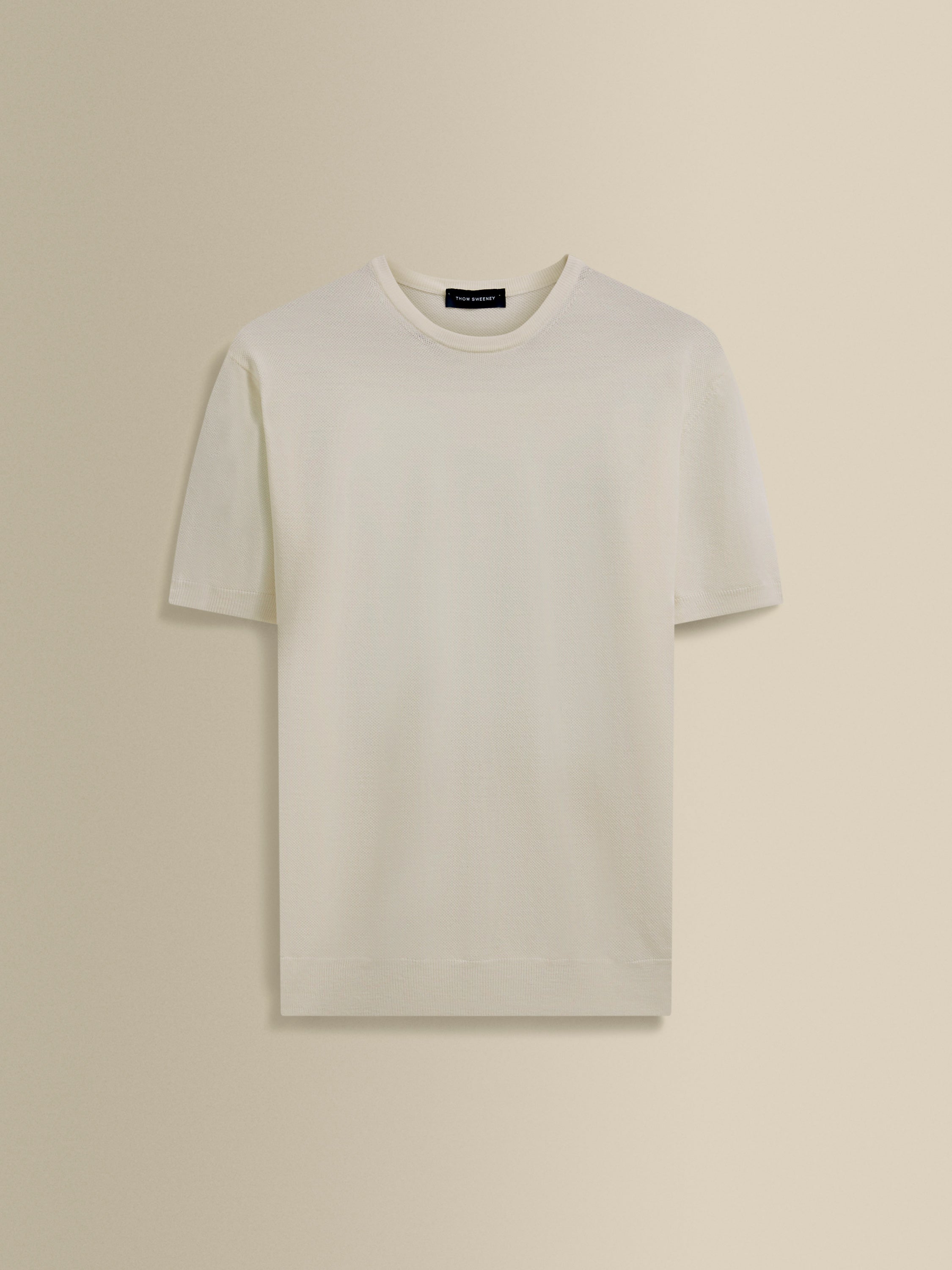 Knitted Merino Wool T-Shirt Off White Product Image