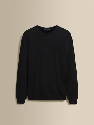 Knitted Merino Wool Long Sleeve T-Shirt Black Product Image