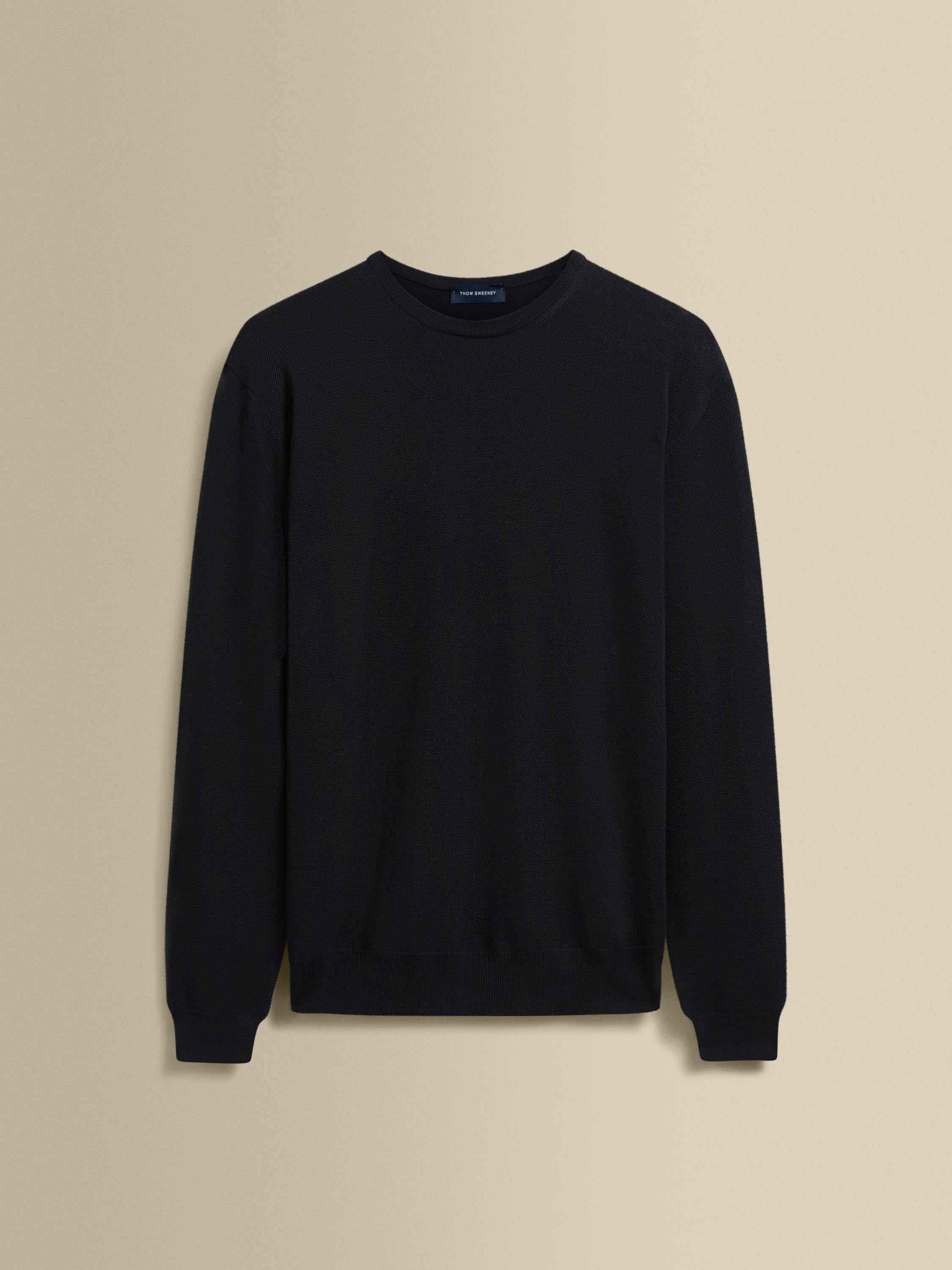 Knitted Merino Wool Long Sleeve T-Shirt Navy Product Image