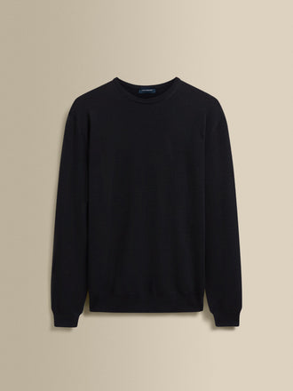 Knitted Merino Wool Long Sleeve T-Shirt Navy Product Image