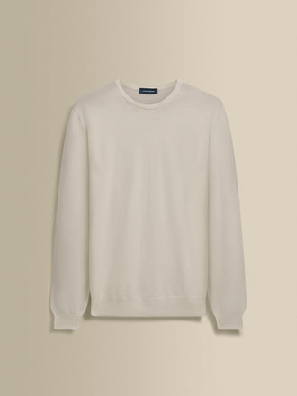 Knitted Merino Wool Long Sleeve T-Shirt Off White Product Image