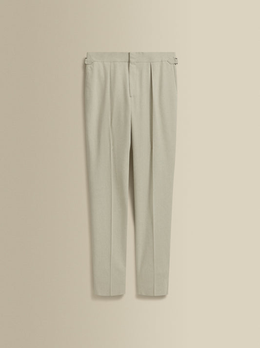 Wool Single Pleat Wide Leg Tailored Trousers Off White Product Image