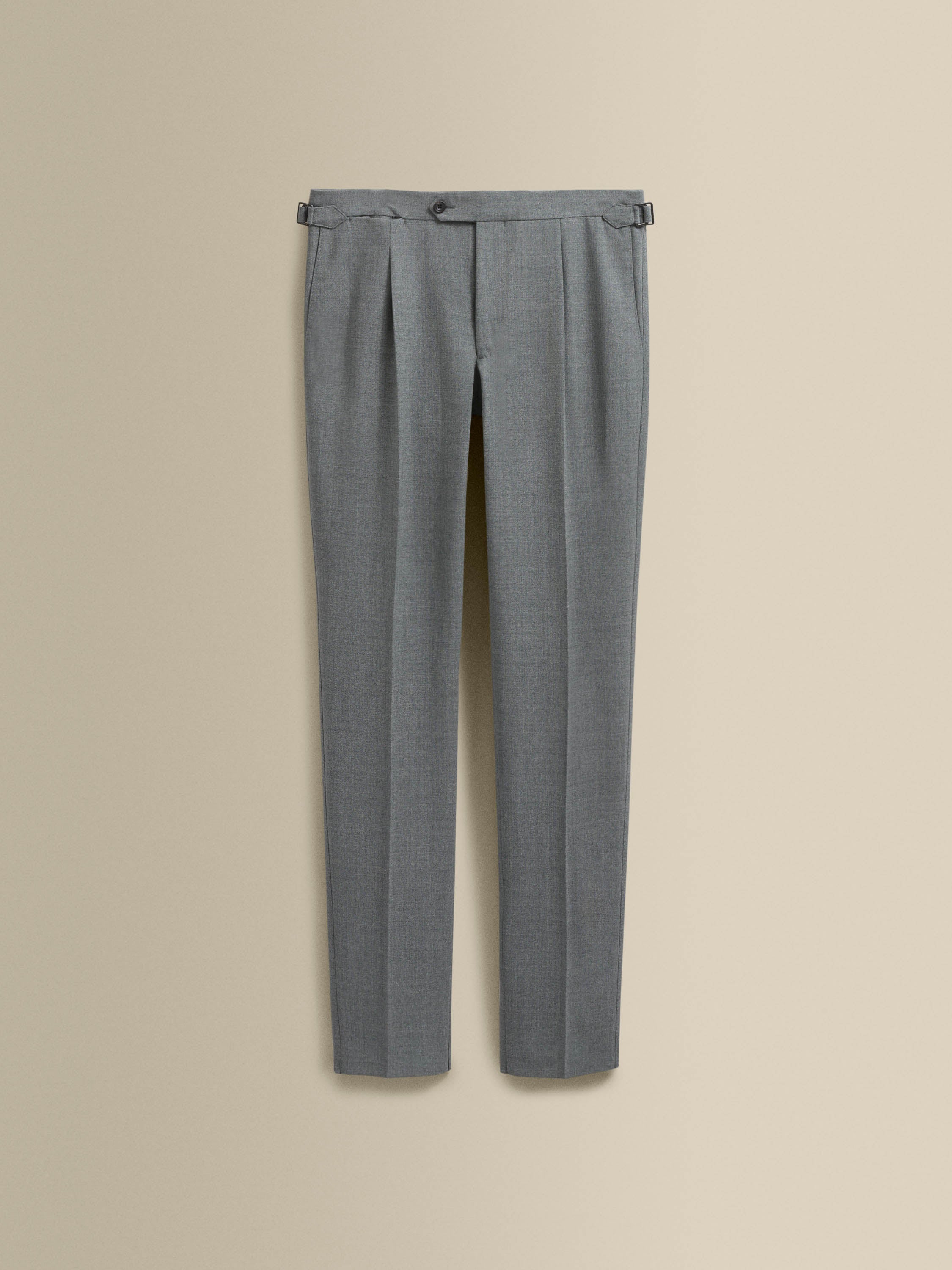 Wool Single Pleat Tailored Trousers Mid Grey Product Image