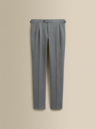 Wool Single Pleat Tailored Trousers Mid Grey Product Image