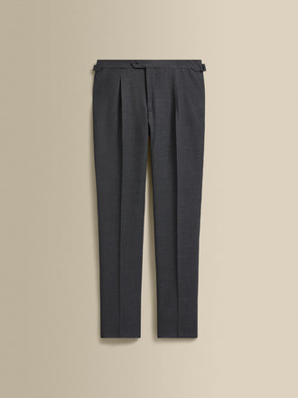 Wool Single Pleat Tailored Trousers Charcoal Product Image