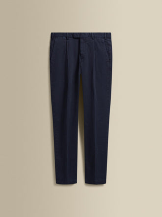 Cotton Single Pleat Chinos Navy Product Image