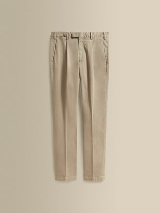 Cotton Single Pleat Chinos Stone Product Image