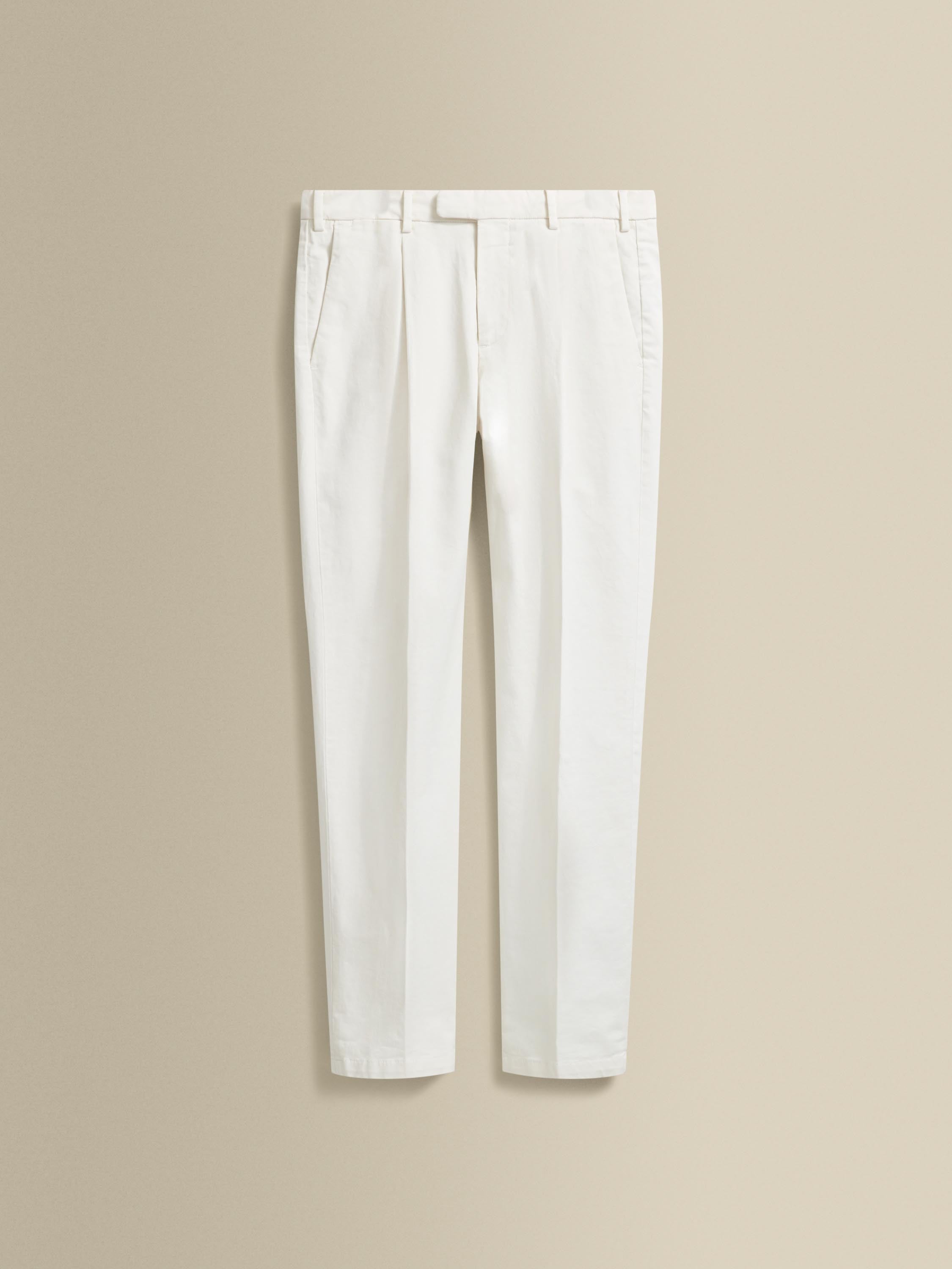 Cotton Single Pleat Chinos White Product Image