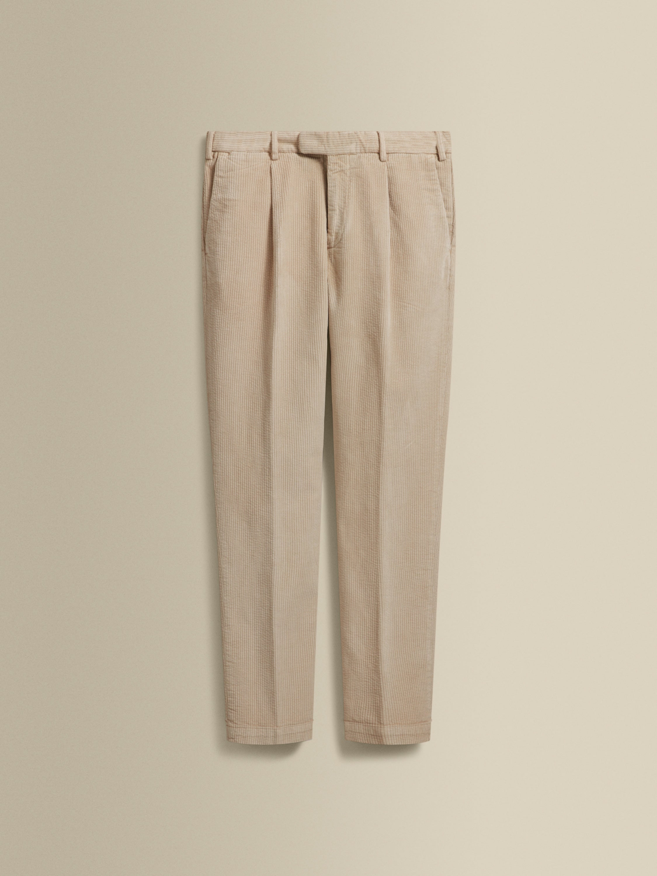 Corduroy Single Pleat Chinos Off White Product Image