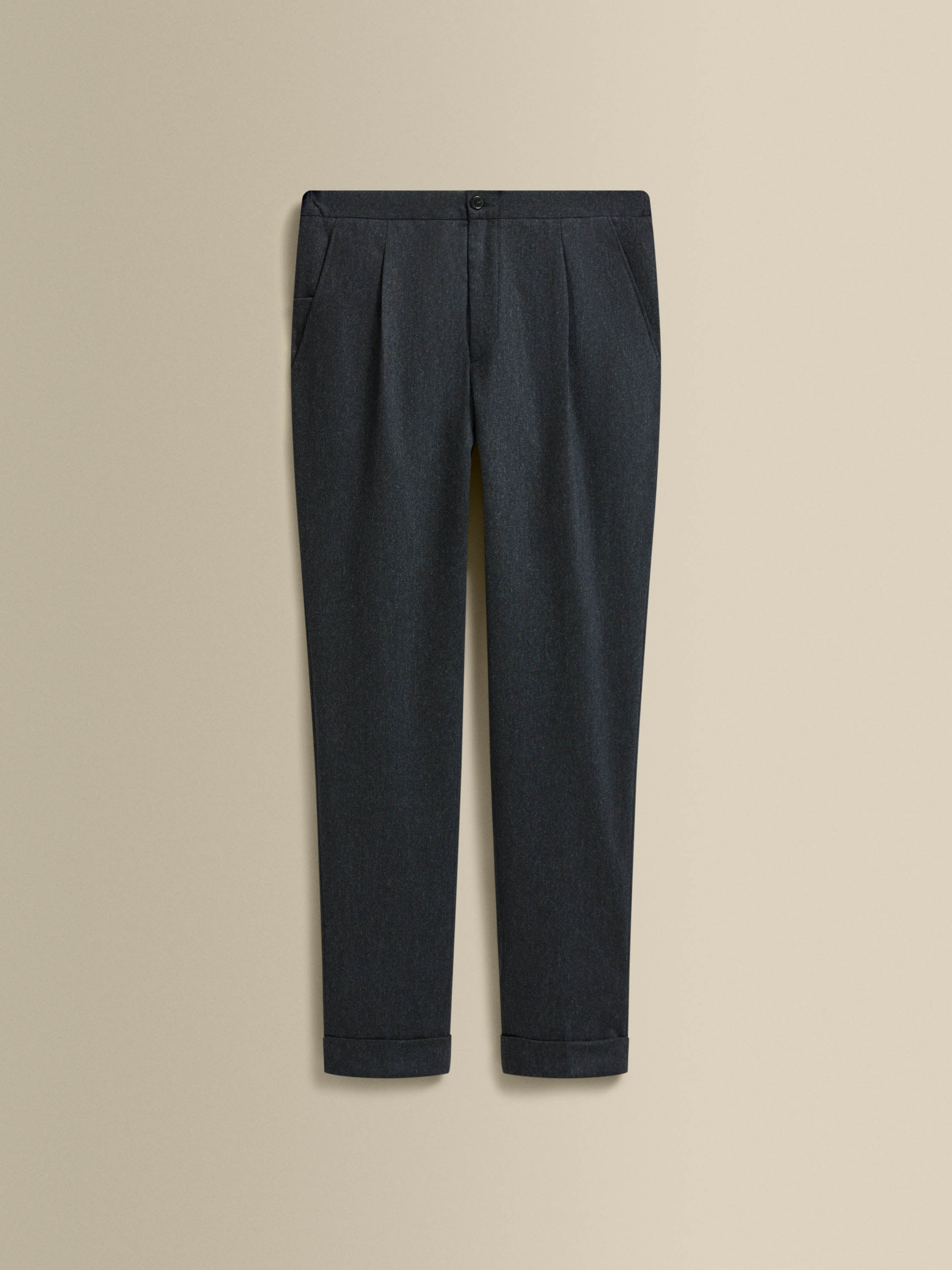 Flannel Relaxed Tailored Trousers Navy Product Image