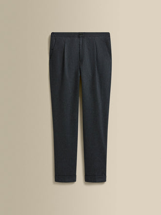 Flannel Relaxed Tailored Trousers Navy Product Image