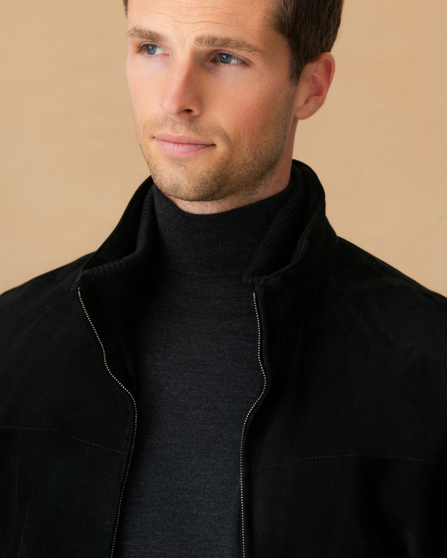 Suede Zip Through Bomber Jacket