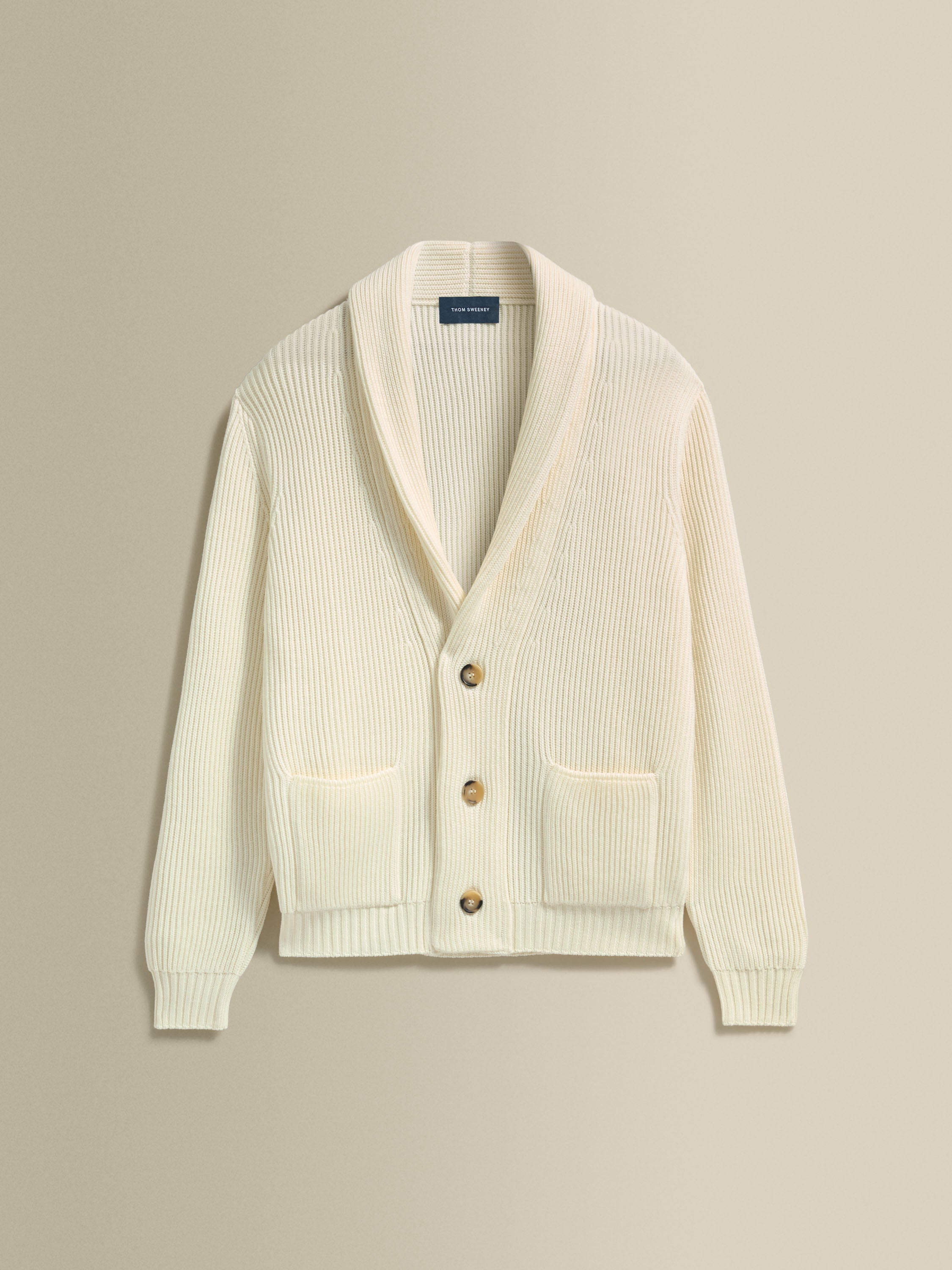 Virgin Wool Single Breasted Shawl Cardigan White Product Image