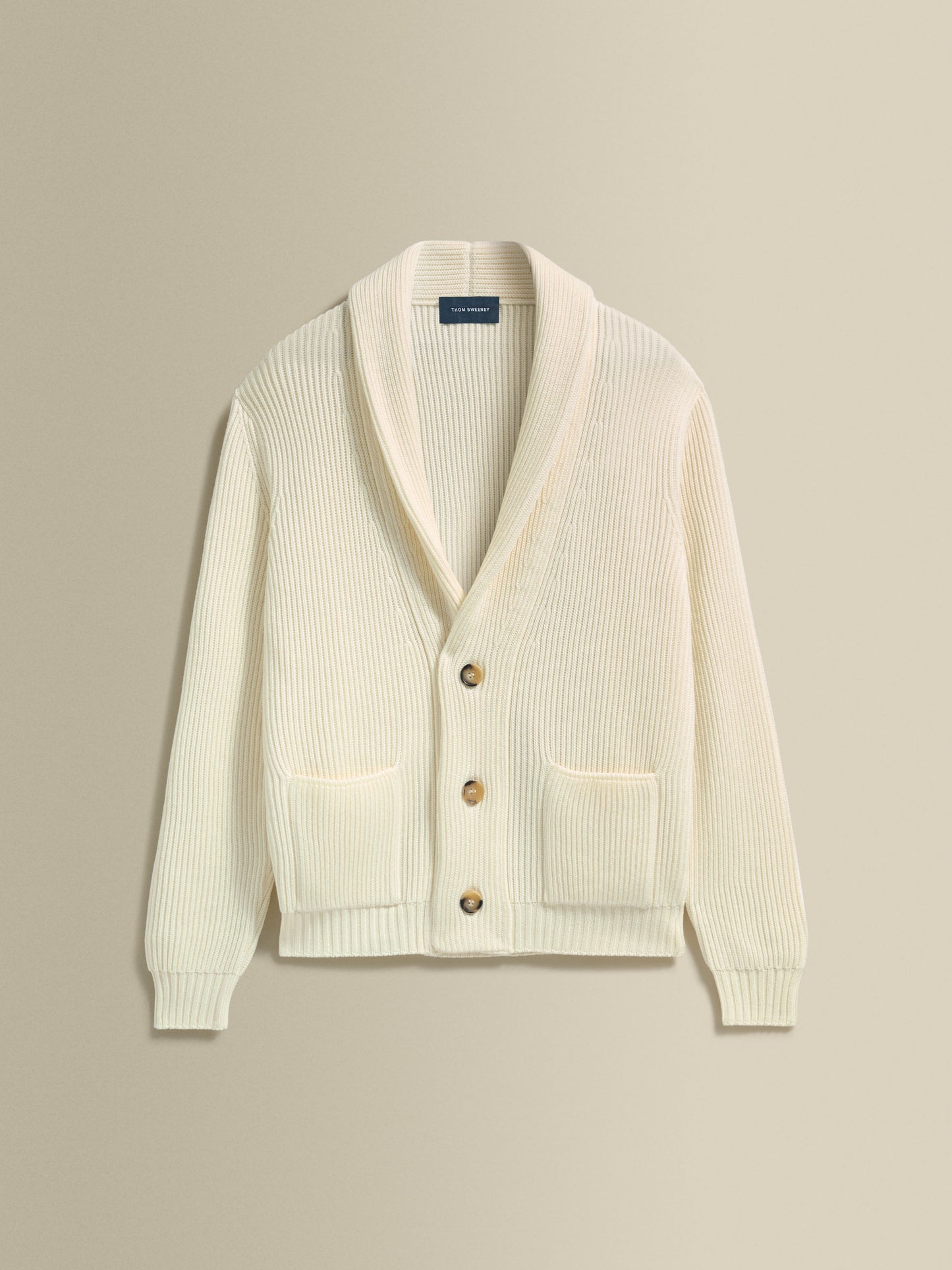 Virgin Wool Single Breasted Shawl Cardigan White Product Image