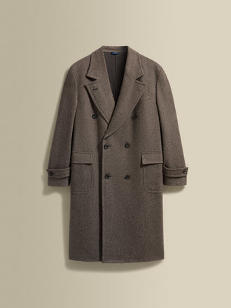 Wool Unstructured Double Breasted Overcoat Brown Product Image