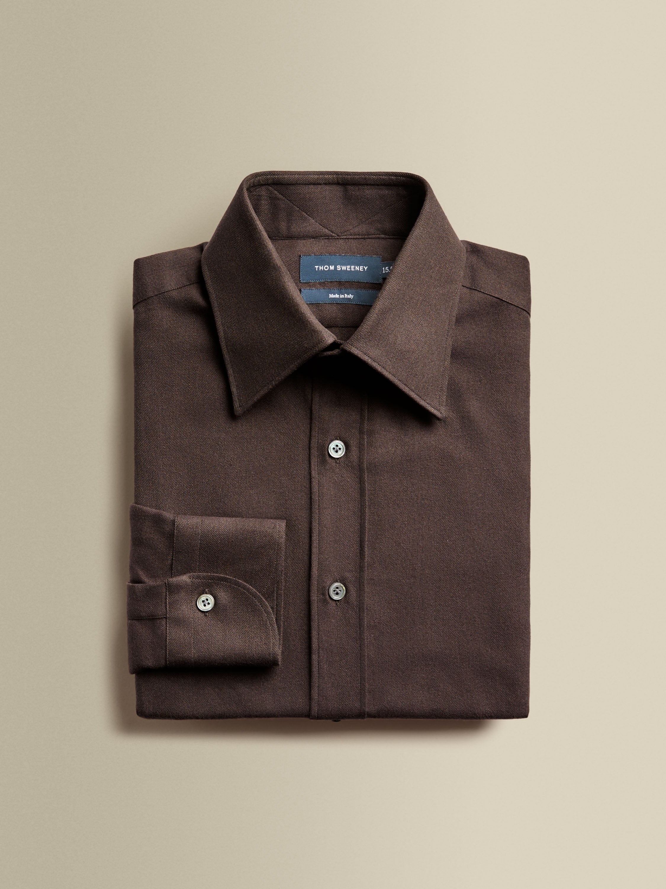 Flannel Point Collar Shirt Dark Brown Product Image
