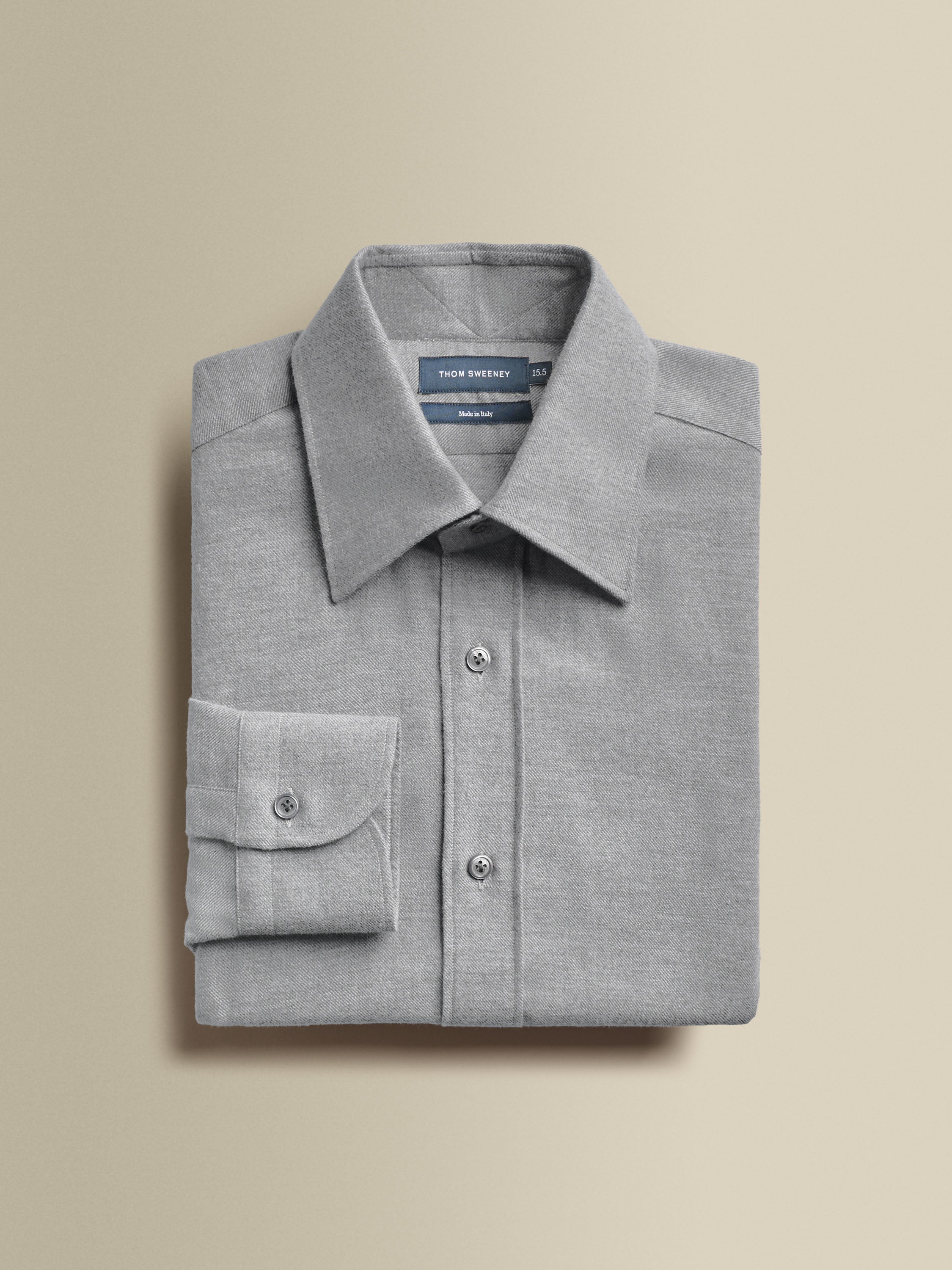 Flannel Point Collar Shirt Light Grey Product Image