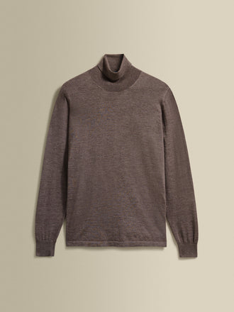 Cashmere Silk Extrafine Roll Neck Sweater Brown Product Image