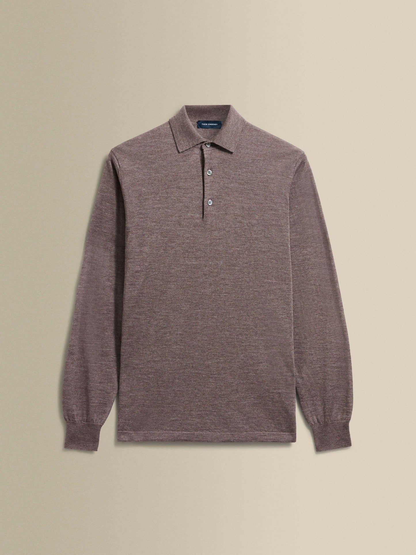 Cashmere Silk Extrafine Long Sleeve Polo Shirt Brown Product Image