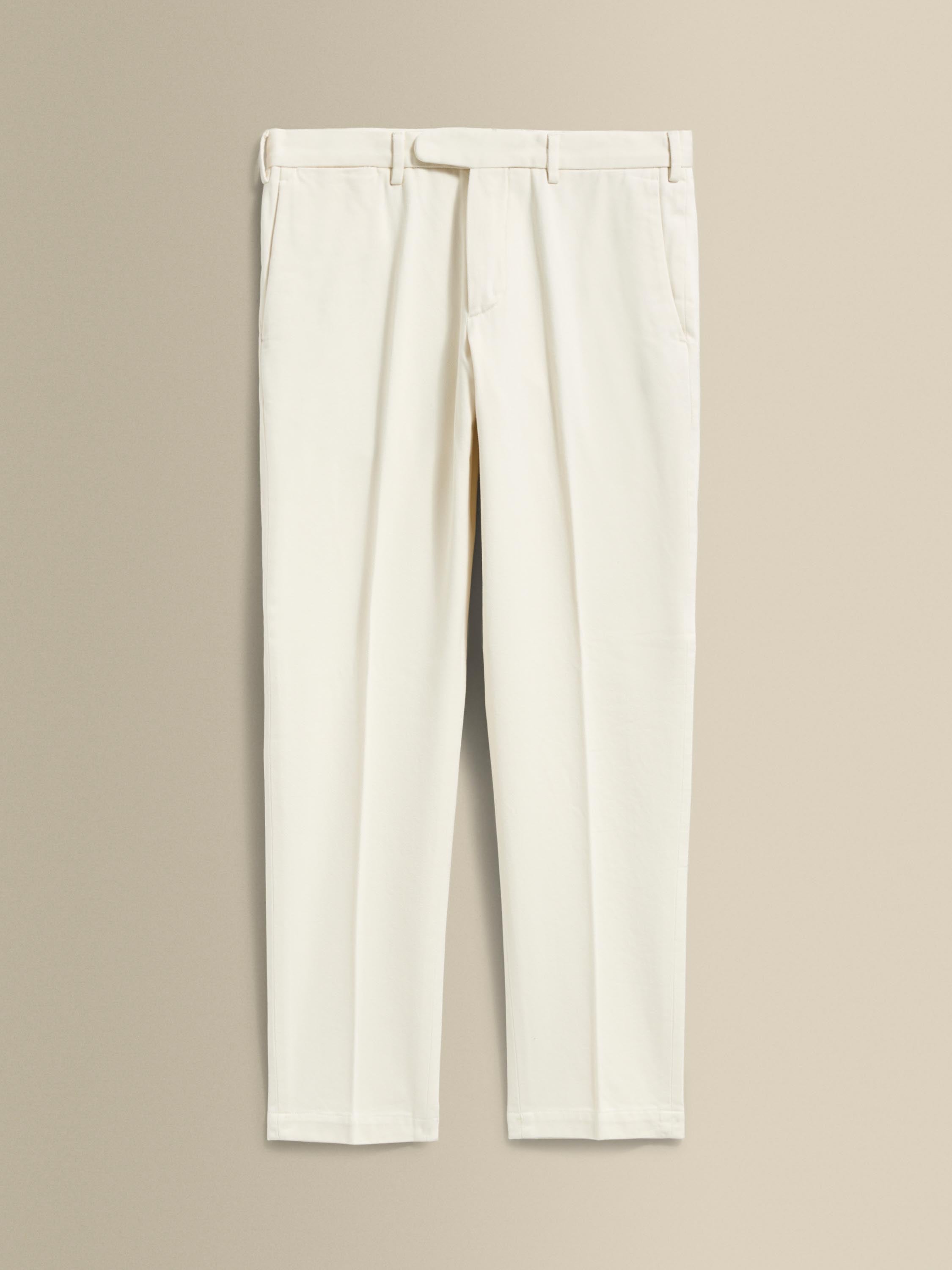Cotton Twill Flat Front Chinos Off White Product Image