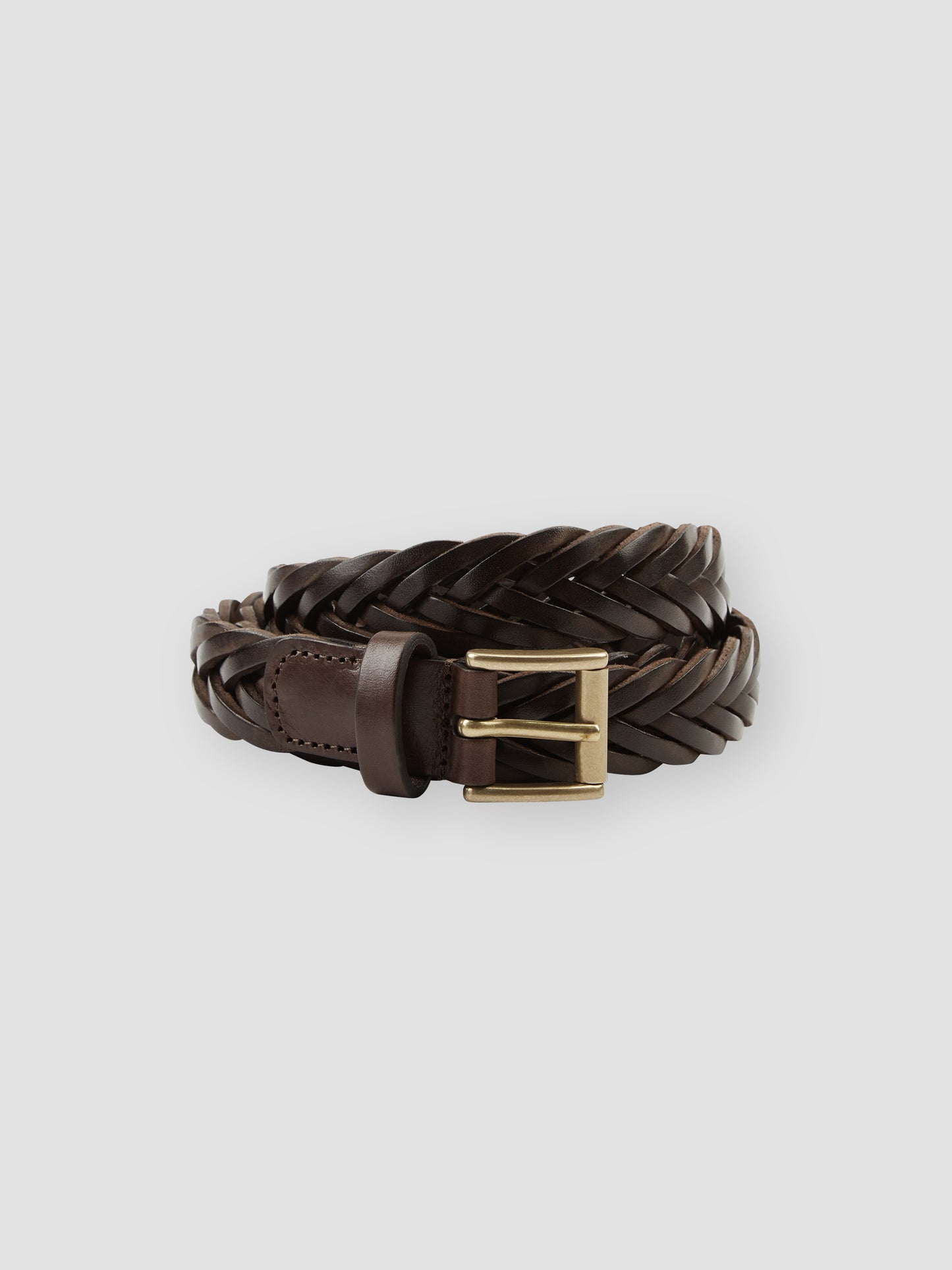 Woven Leather Belt Brown Product