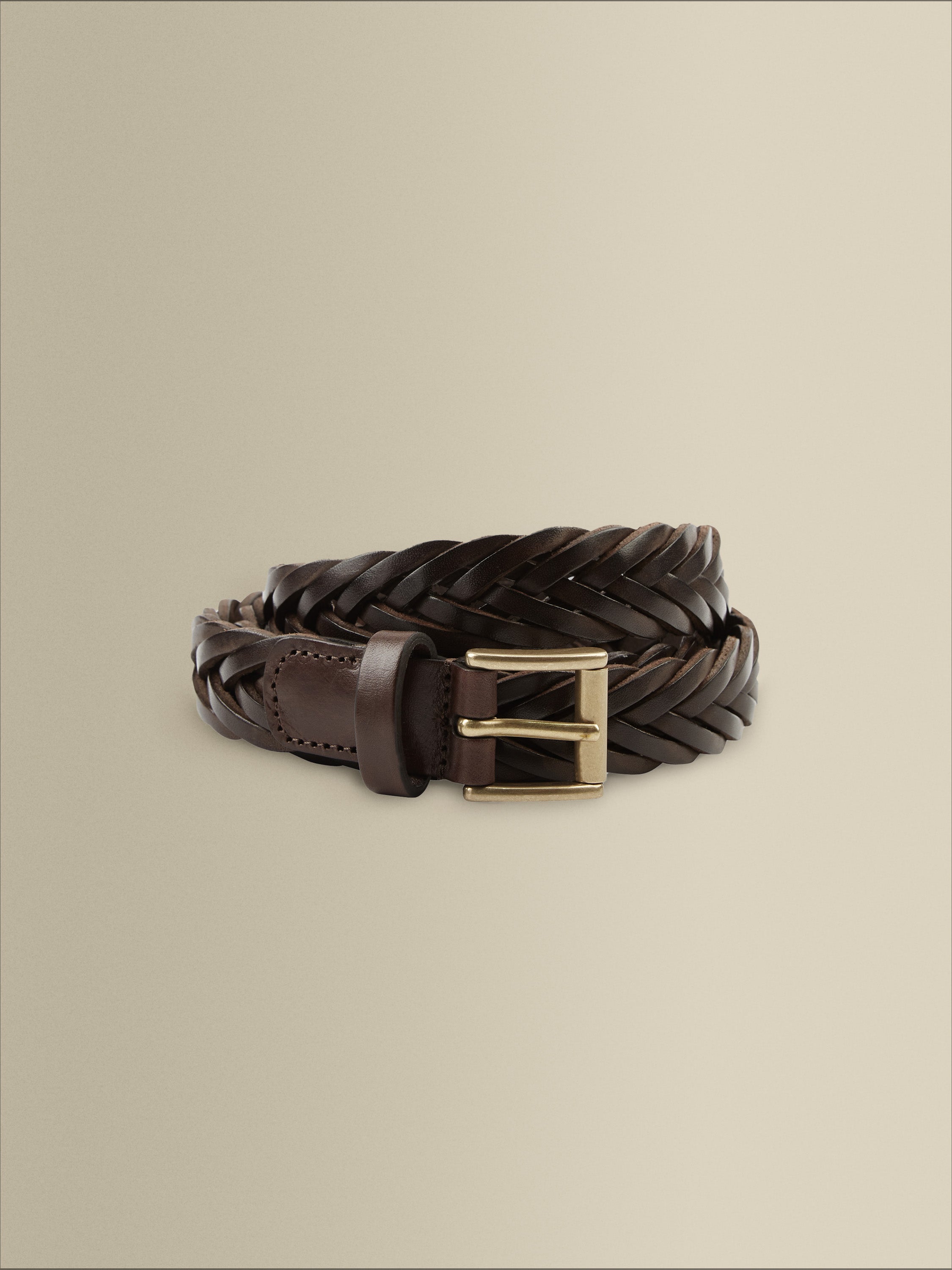 Woven Leather Belt Brown Product